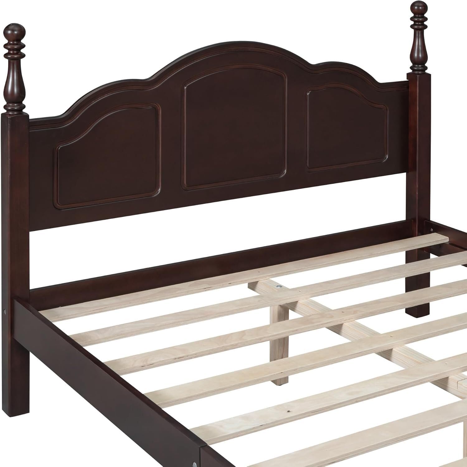Bedroom Set of Furniture, Wooden Platform Bed and Two Bedside Tables, for Family Use(Dark Walnut(Full))