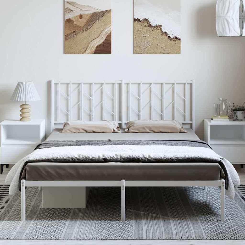 Sturdy Steel King Size Bed Frame with Headboard, 59 x 79 Inches in White Powder-Coated Finish, Traditional Design for Bedroom and Guest Room Furniture