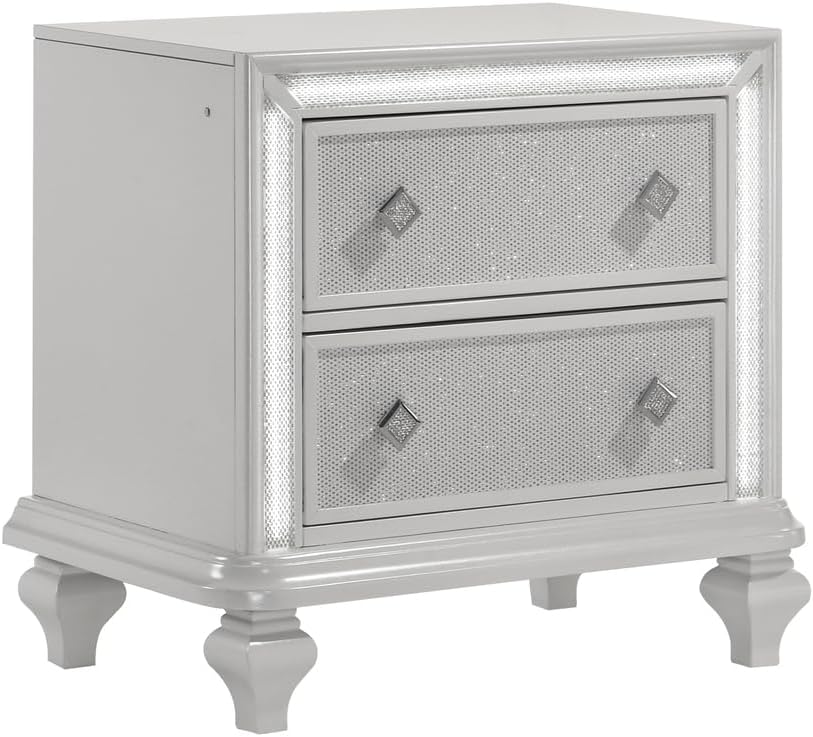 New Classic Furniture Stardust Wood 2-Drawer Nightstand, White