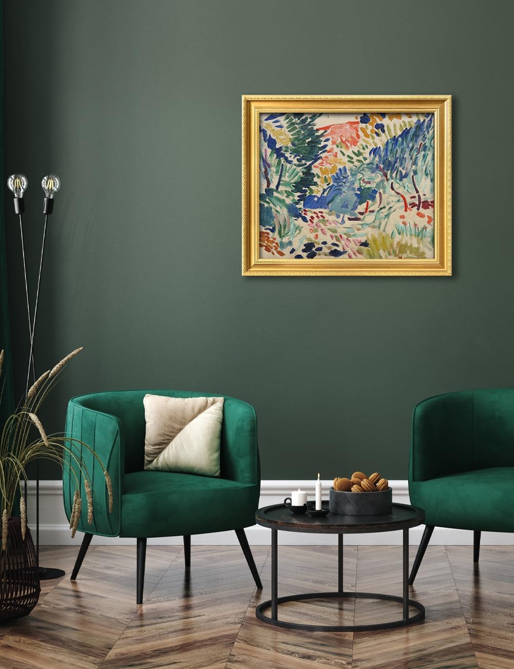 IPIC - In Landscape at Collioure by Henri Matisse, Classic Gold Framed Art, Giclee Prints on Cotton Canvas Matched with Solid Wood Frame, Image Size:24X20,Total Size: 28.8x24.8, Made In USA
