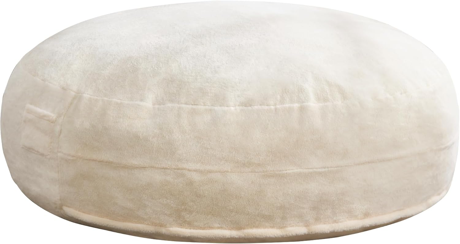 Hobestluk 6ft Bean Bag Chairs for Adults Large Beanbag Chair with Plush Faux Fur Cover Big Bean Bag Chair for Living Room Bedroom Dorm Office - White (70' x 70' x 15')