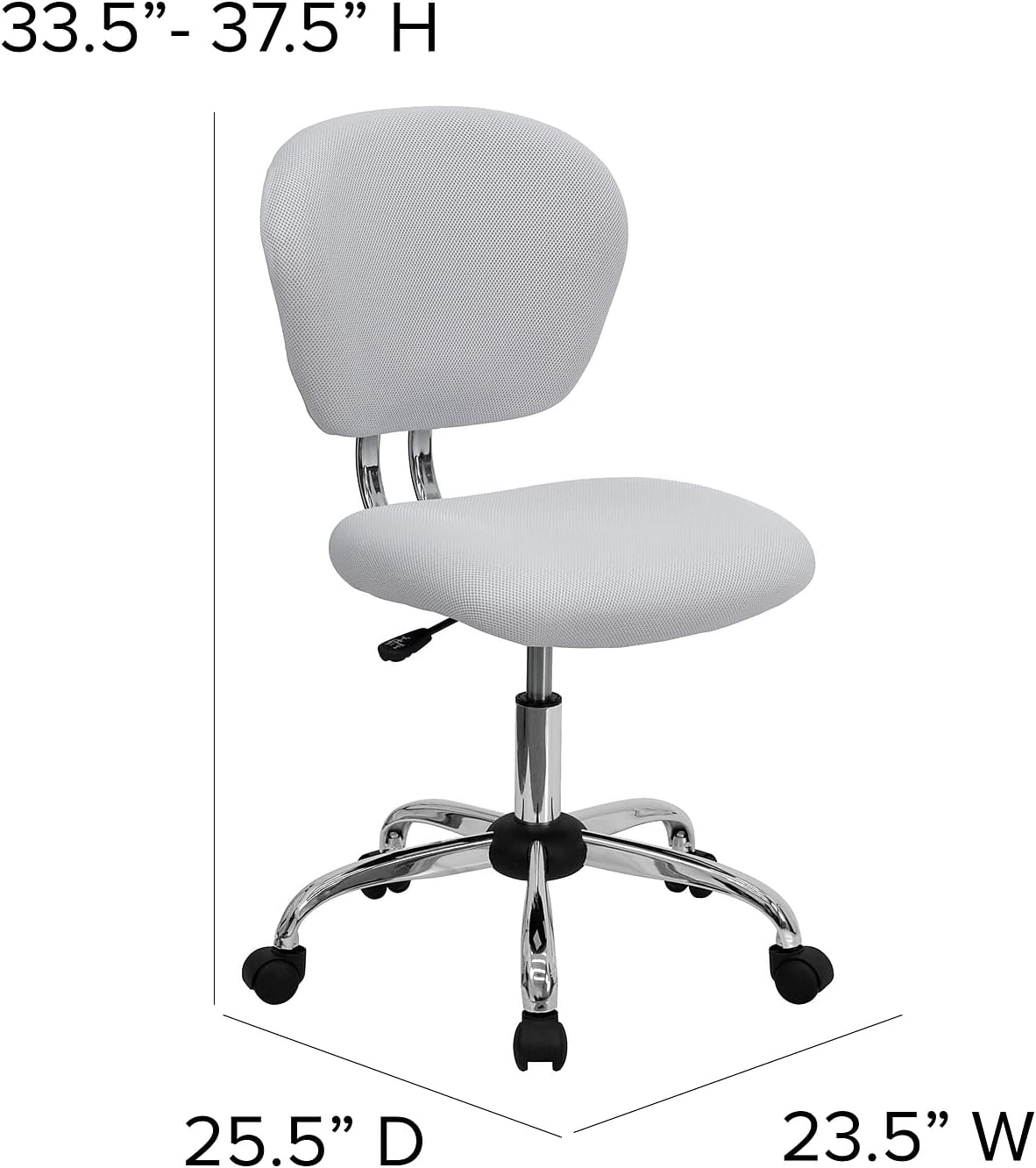 Flash Furniture Beverly Mid-Back White Mesh Padded Swivel Task Office Chair with Chrome Base
