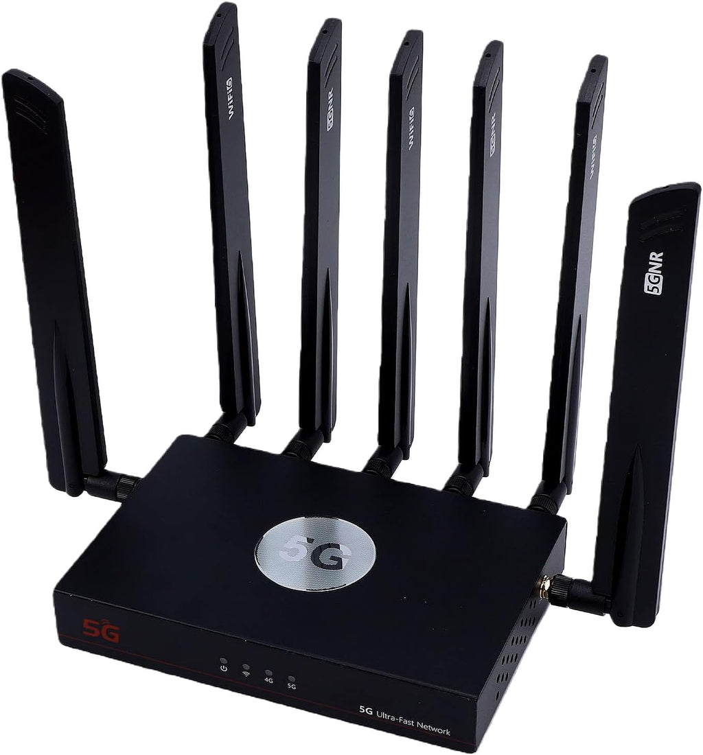 Yoidesu 5G Router Dual SIM 5G NR SA NSA with Chip 2. WAN and Gigabit LAN Ports, WiFi 6 CPE Router Dual Band Mesh Coverage for Home Office Streaming (US Plug)