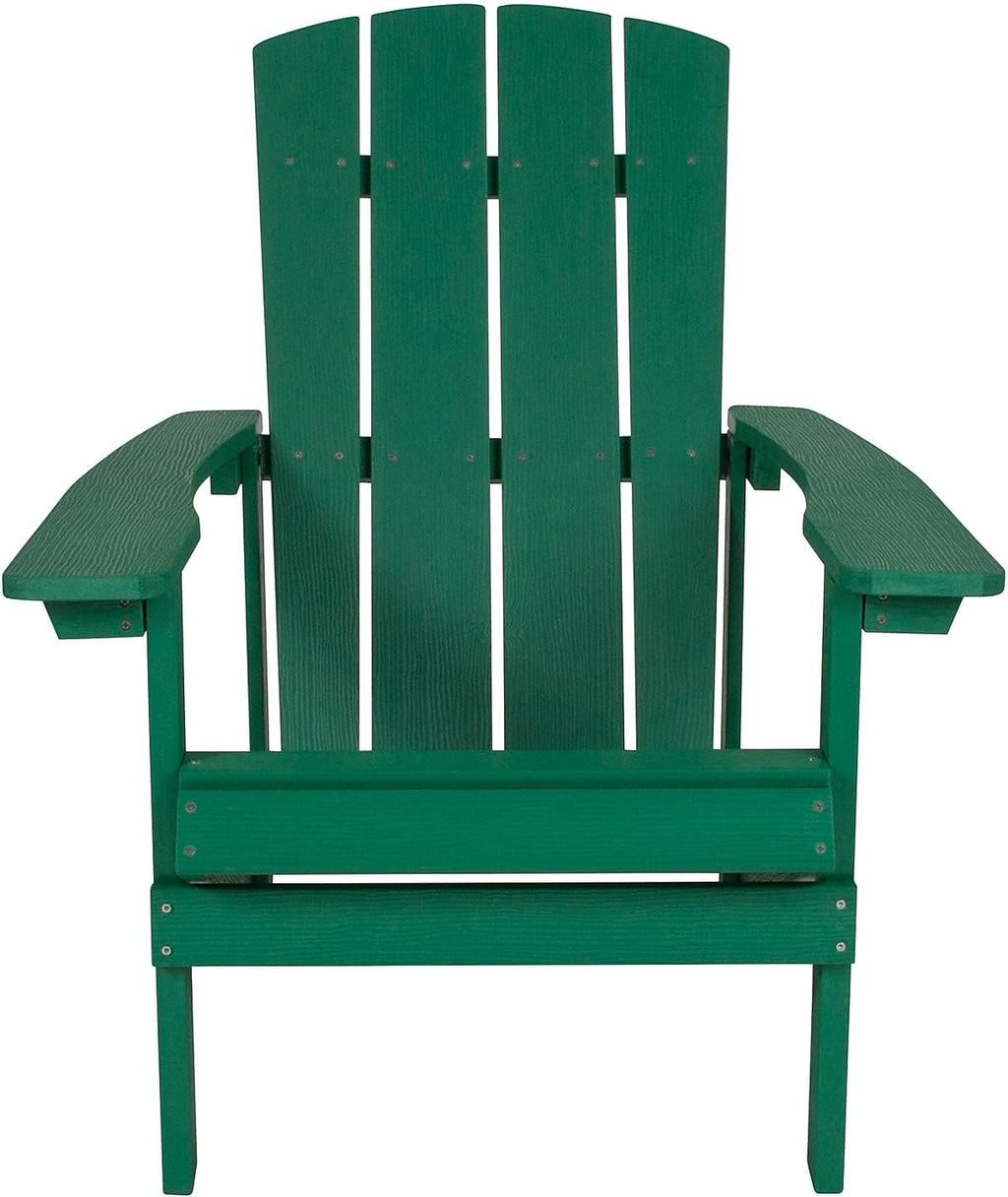 Flash Furniture Charlestown Commercial Grade Indoor/Outdoor Adirondack Chair, Weather Resistant Durable Poly Resin Deck and Patio Seating, Green