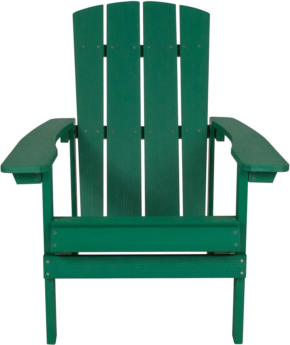 Flash Furniture Charlestown Commercial Grade Indoor/Outdoor Adirondack Chair, Weather Resistant Durable Poly Resin Deck and Patio Seating, Green