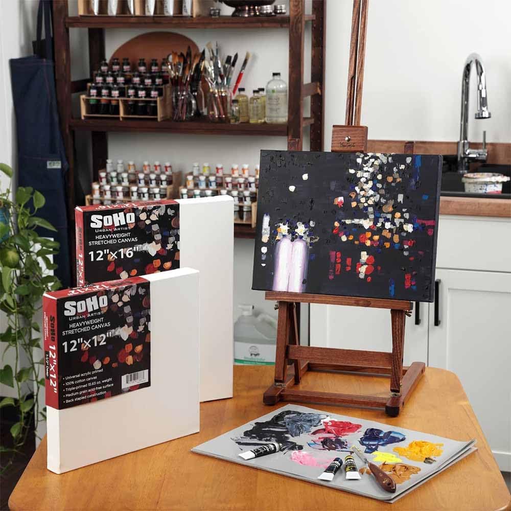 SoHo Urban Artist, 36x72 Heavyweight Stretched Cotton Canvas for Painting - 1.5' Deep- 3 Pack, Triple Primed, 100% Cotton Canvas, Archival, Universal Primed for Oil, Acrylic, Alkyd, Mixed Media