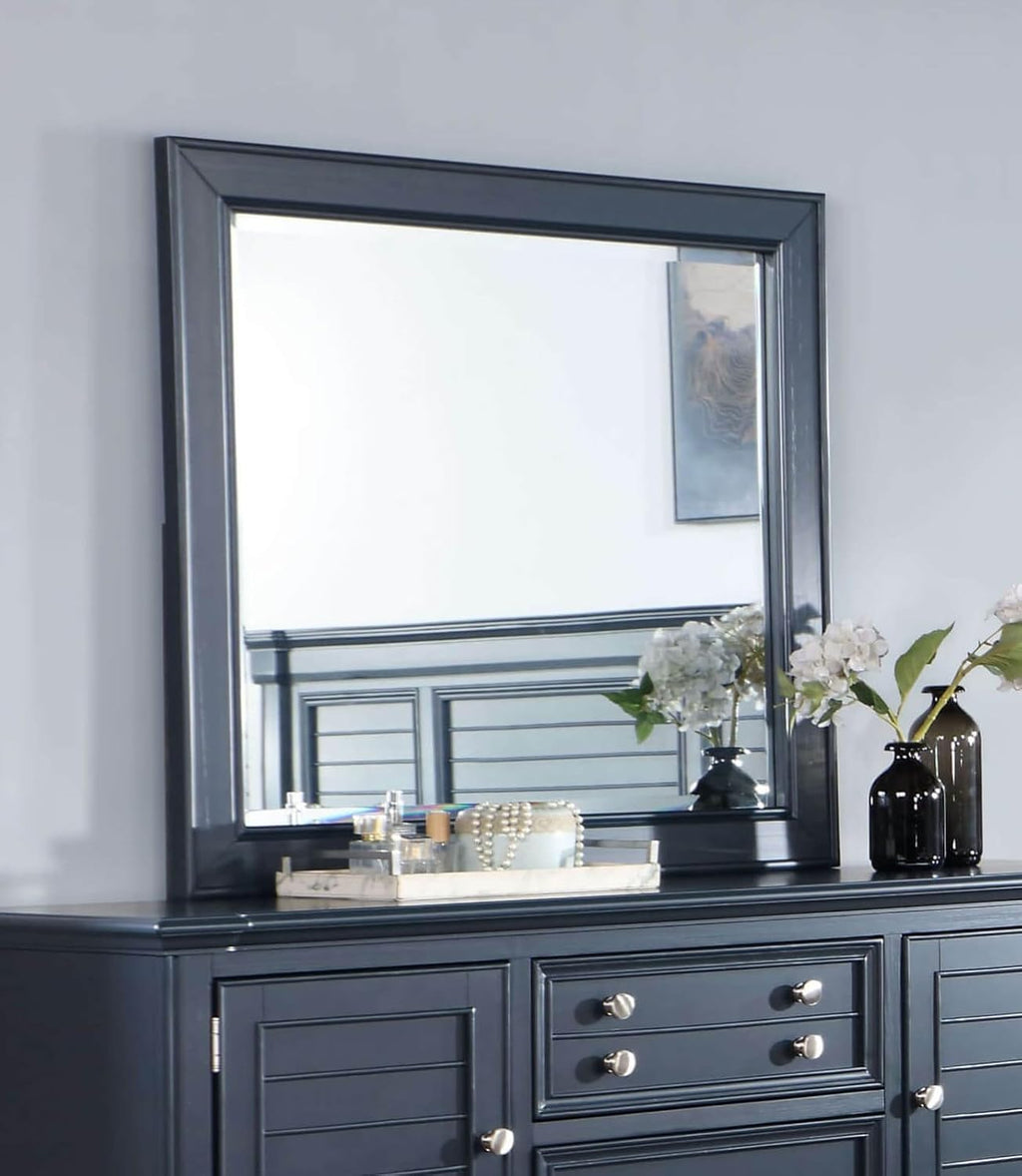 MASARA 4-Piece Queen Bedroom Set in Slate Blue, Panel Storage Bed