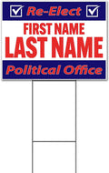Re-Elect Name Political Office Customizable (18' x 24') Yard Sign, Quantity Discounts, Multi-Packs, Includes Metal Step Stake, Bandit, New, Advertising, USA