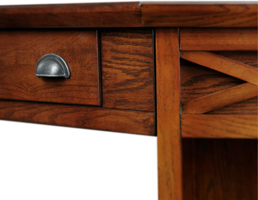 Leick Home 82431 Corner Computer Writing Desk with Drop Front Keyboard Drawer, Oak