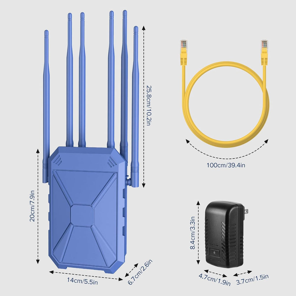 AX1800 Outdoor WiFi 6 Extender, Long Range Outdoor WiFi Extender Signal Booster, Outdoor WiFi Access Point, IP67 Weatherproof, PoE Power Supply, for Starlink, Patio, Camping, Yard, RV