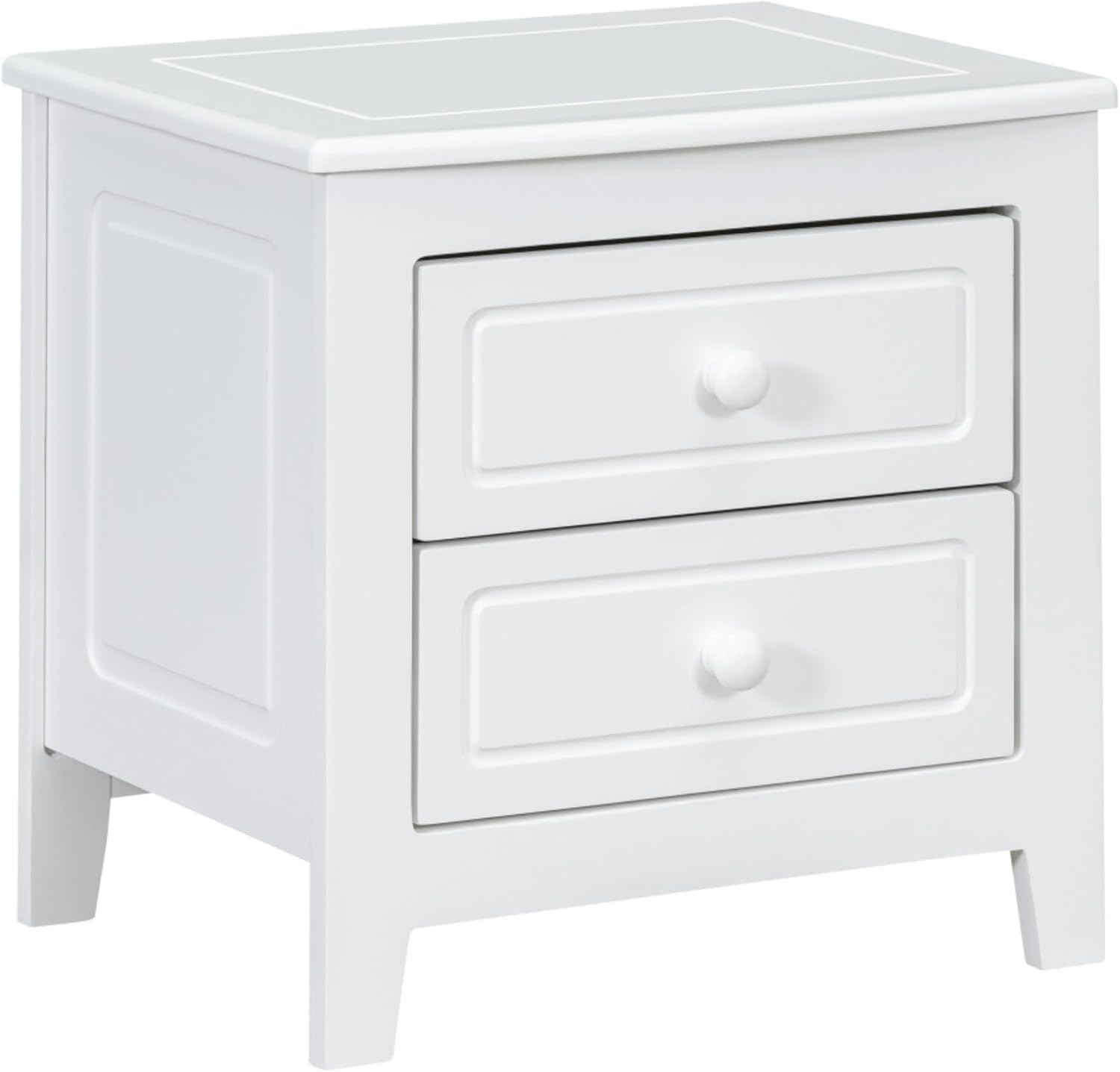 Rustic Farmhouse Bedroom Set with Elegant Curved Headboard, Sturdy Wooden Bed Frame and 2 Nightstands - Classic Country Style Furniture for Master Bedroom,Guest Room (White,Full Bed+2 Nightstands)