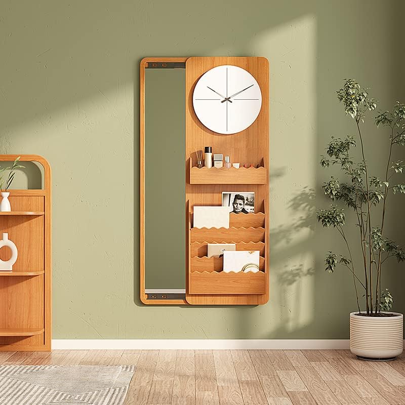 UNNS Wall-Mounted Sliding Dressing Mirror and Dressing Table Integrated, Bedroom Full-Length Mirror with Storage Bracket (Color : A, Size : 120CM)