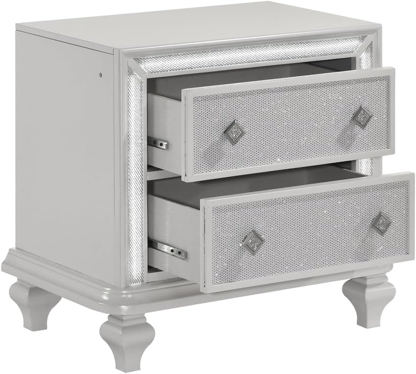 New Classic Furniture Stardust Wood 2-Drawer Nightstand, White