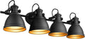 Bathroom Light Fixtures, 4-Light Industrial Vanity Lights with Black Metal Shade, Rustic Bathroom Lighting Fixtures Over Mirror, Wall Mounted, AD-2151-4W
