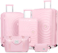LARVENDER Luggage Sets 5 Piece Suitcases with Wheels Durable Hardshell Expandable Carry On with Lightweight Checked Duffel Bag Sets for Family Travel (28/24/20inch, Light Pink)
