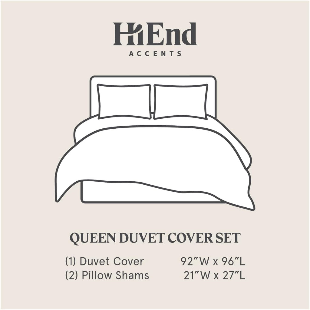 HiEnd Accents Porto Matelassé 3 Piece Duvet Cover Set with Pillow Shams, Queen Size, Cotton Vintage White Textured Modern Boho Chic Casual Luxury Bedding, 1 Comforter Cover, 2 Pillowcases