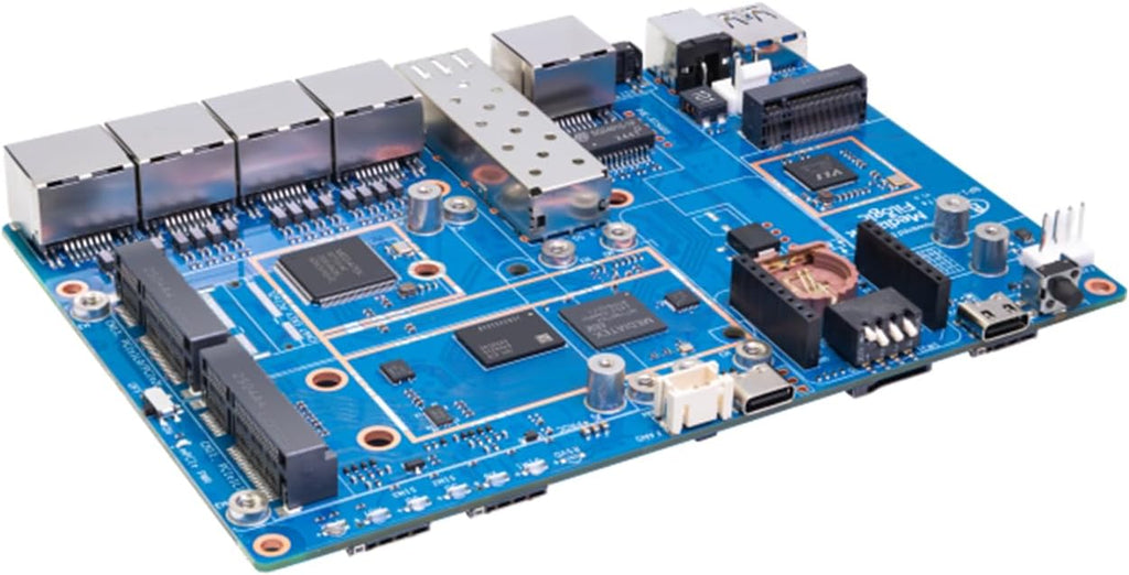 Banana Pi BPI-R4 Lite Wi-Fi 7 Development/Router Board, Quad-Core MT7987A SOC, 2.5G SFP&RJ45 WAN, OpenWrt,8GB eMMC,4xGbE Ports, Support 4G/5G, NAS Smart Home Gateway (with Case, 2GB RAM)