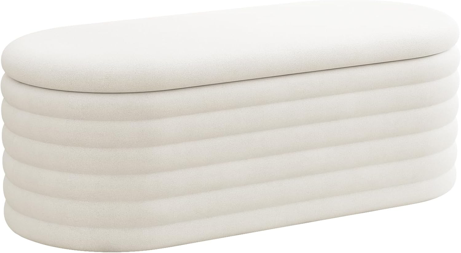 Storage Ottoman Bench 40 inch Upholstered Chenille Fabric Storage Bench for Bedroom End of Bed Stool Aesthetic Large Storag Ottoman for Living Room Entryway,Beige White