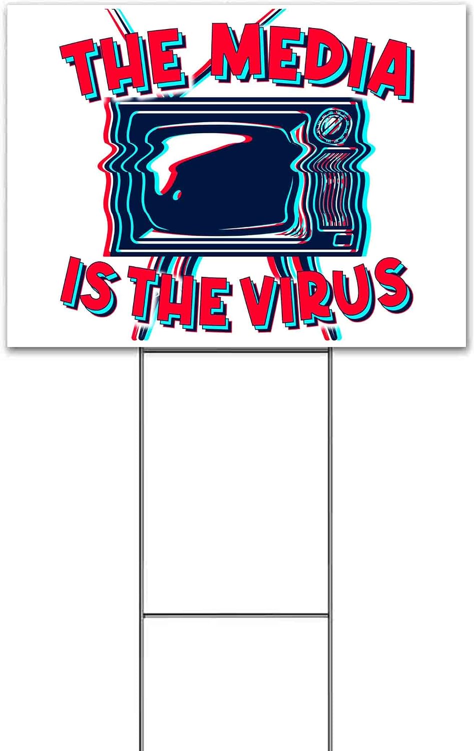 The Media is The Virus (18' x 24') Yard Sign, Quantity Discounts, Multi-Packs, Includes Metal Step Stake, Bandit, Lawn Sign, Advertising, USA | Political, Politics, Anti-Media, Television