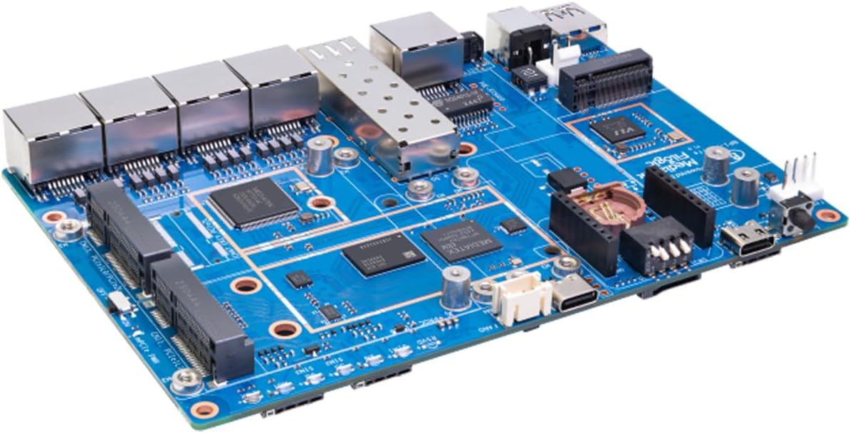 Banana Pi BPI-R4 Lite WiFi 7 Router Dev Board Kit OpenWRT - MediaTek MT7987A SoC - 2GB DDR4 RAM 8GB eMMC, 1x 2.5G SFP RJ45 WAN, 4x GbE Gigabit Ethernet for NAS Smart Home Gateway (2GB, Bundle2)