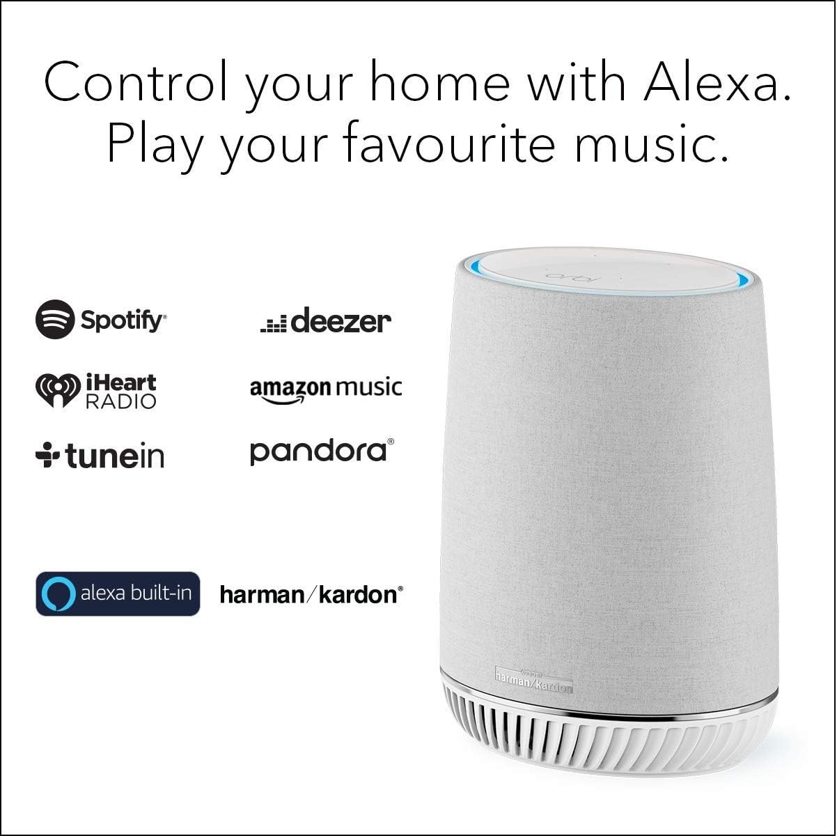 NETGEAR Orbi Voice Smart Speaker & WiFi Mesh Extender with Amazon Alexa Built-in (RBS40V), Works with Any WiFi Router (Renewed)