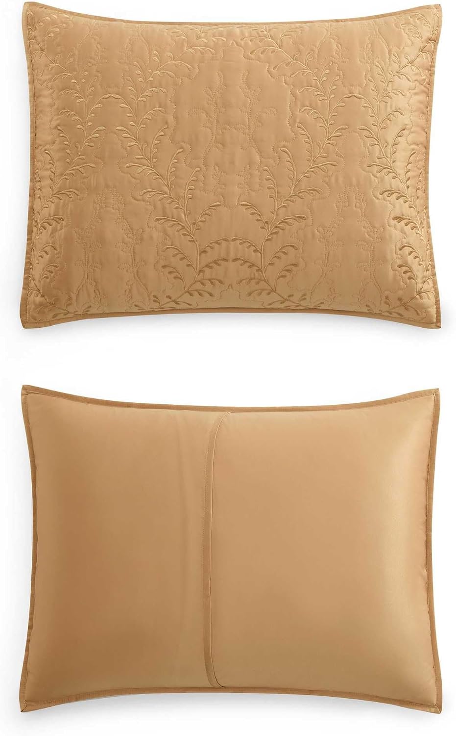 Martha Stewart - Queen Size Quilt Set, Soft & Smooth Sateen Bedding with a Light and Breathable Feel, 3 Piece Bed Set with Matching Pillowcases (Fern Embroidery Beige)