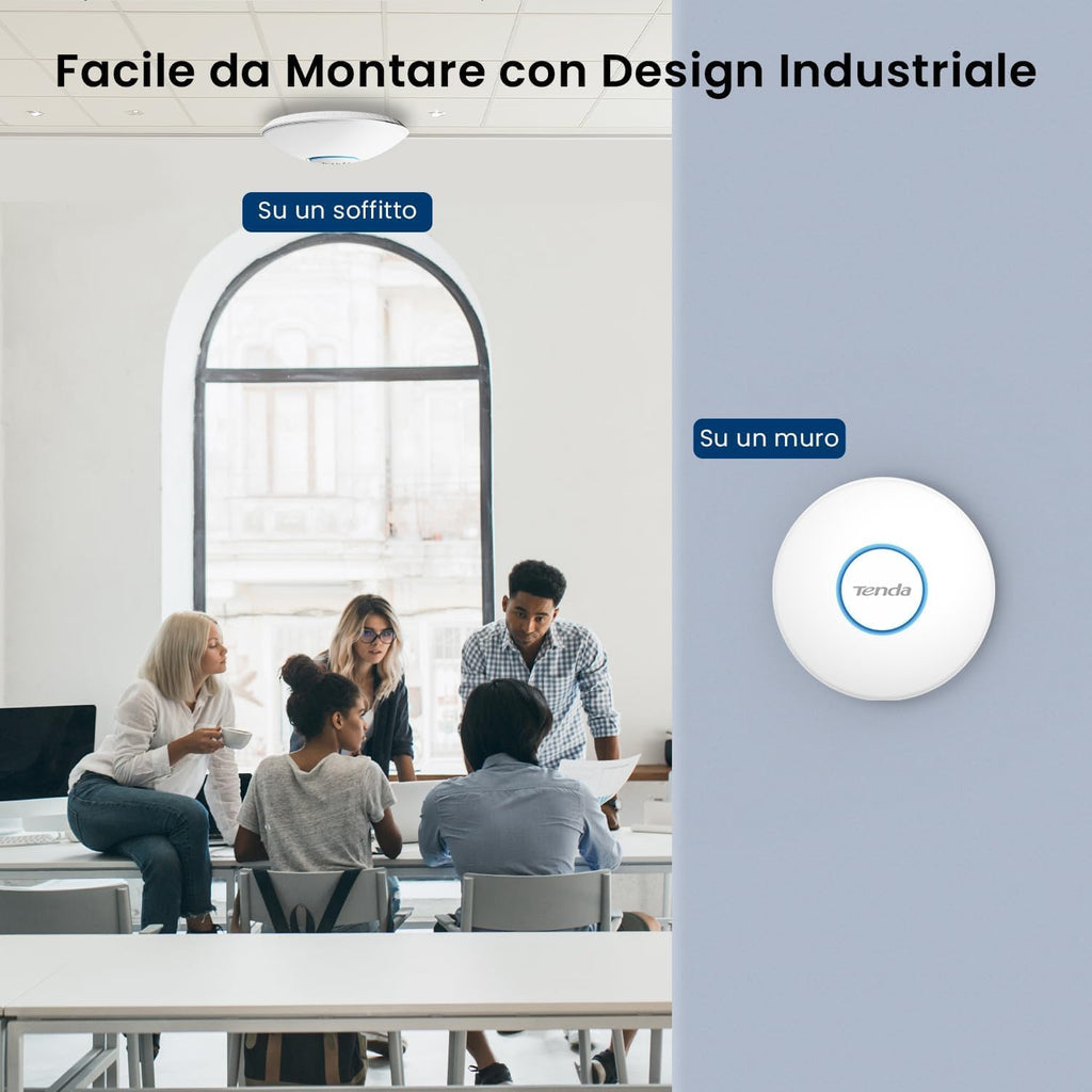 Tenda AX3000 WiFi 6 Wireless Access Point | Ceiling Mount Access Point for Future-Proof Business Network | 1G PoE Port | DC Adapter Included | Cloud Managed | WPA3 | VLAN | Seamless Roaming (i27)