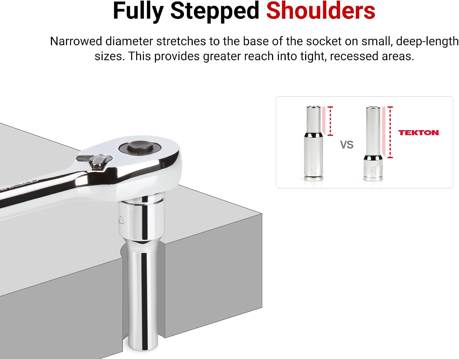 TEKTON 1/2 Inch Drive Deep 12-Point Socket Set with Rails and Tray, 23-Piece (10-32 mm) | SHD92121