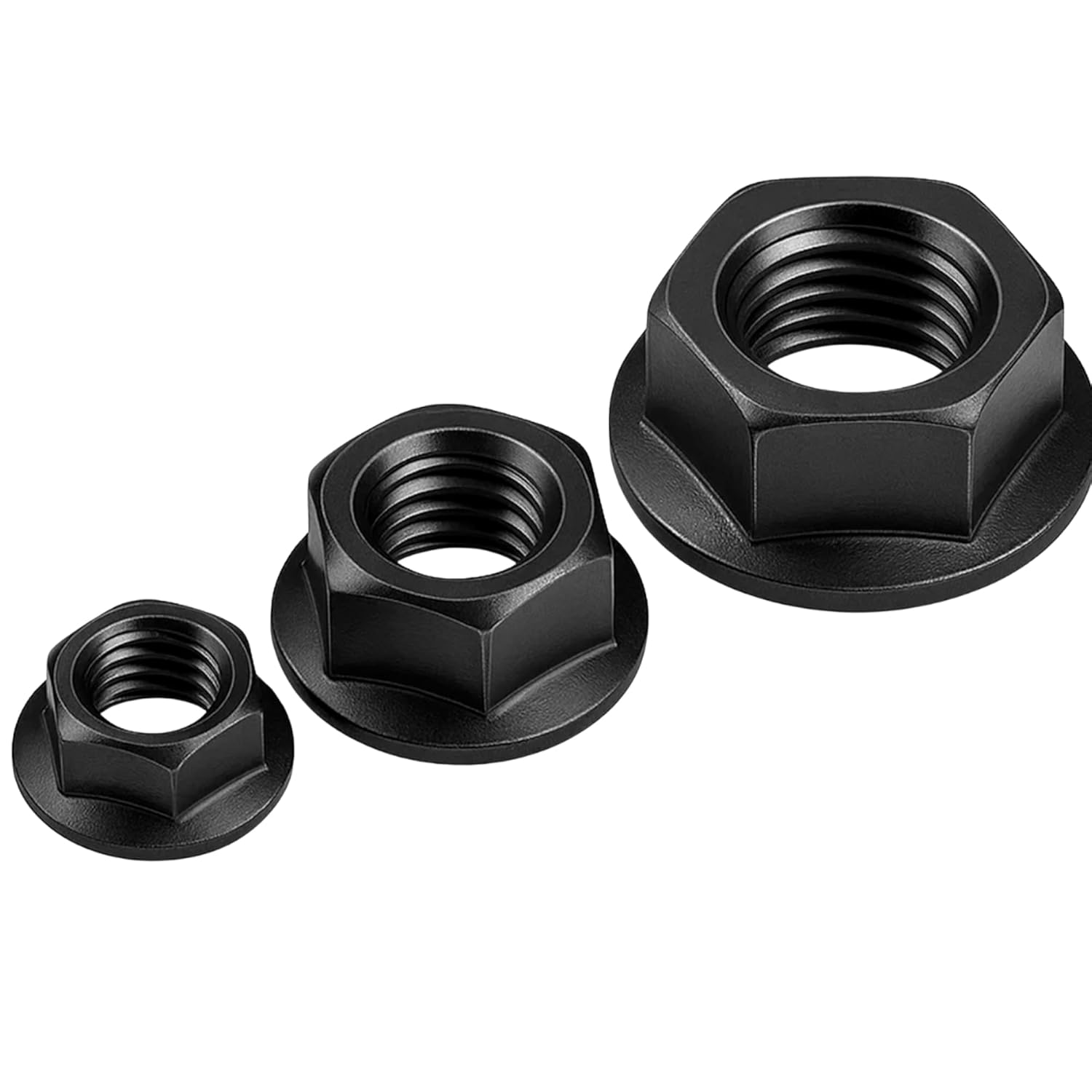 M8 x 1.25 Thread Flange Nuts – 1000 Pack Black Zinc Steel with 13mm Drive – Corrosion Resistant Hardware Nuts for Automotive, Construction & DIY