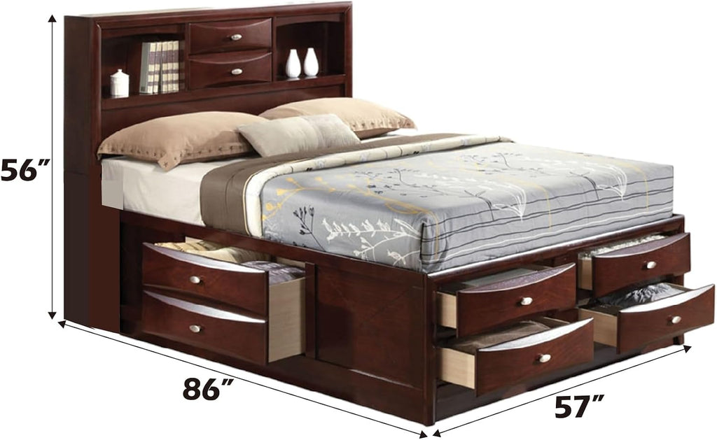 Acme Ireland Full Wood Platform Bed with Storage Drawers in Espresso