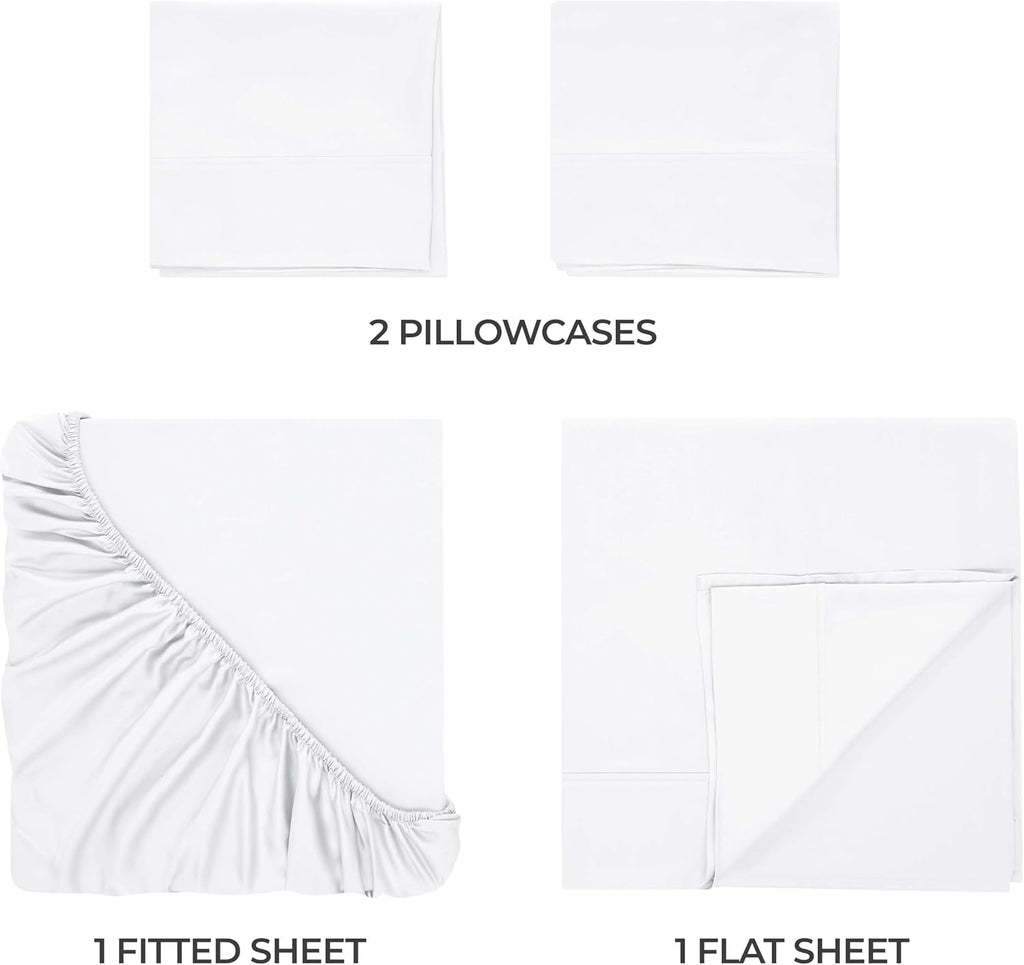 Superior Modal from Beechwood 300-Thread Count Solid Deep Pocket Sheet Set, King, White, 4-Piece SetxSuperior