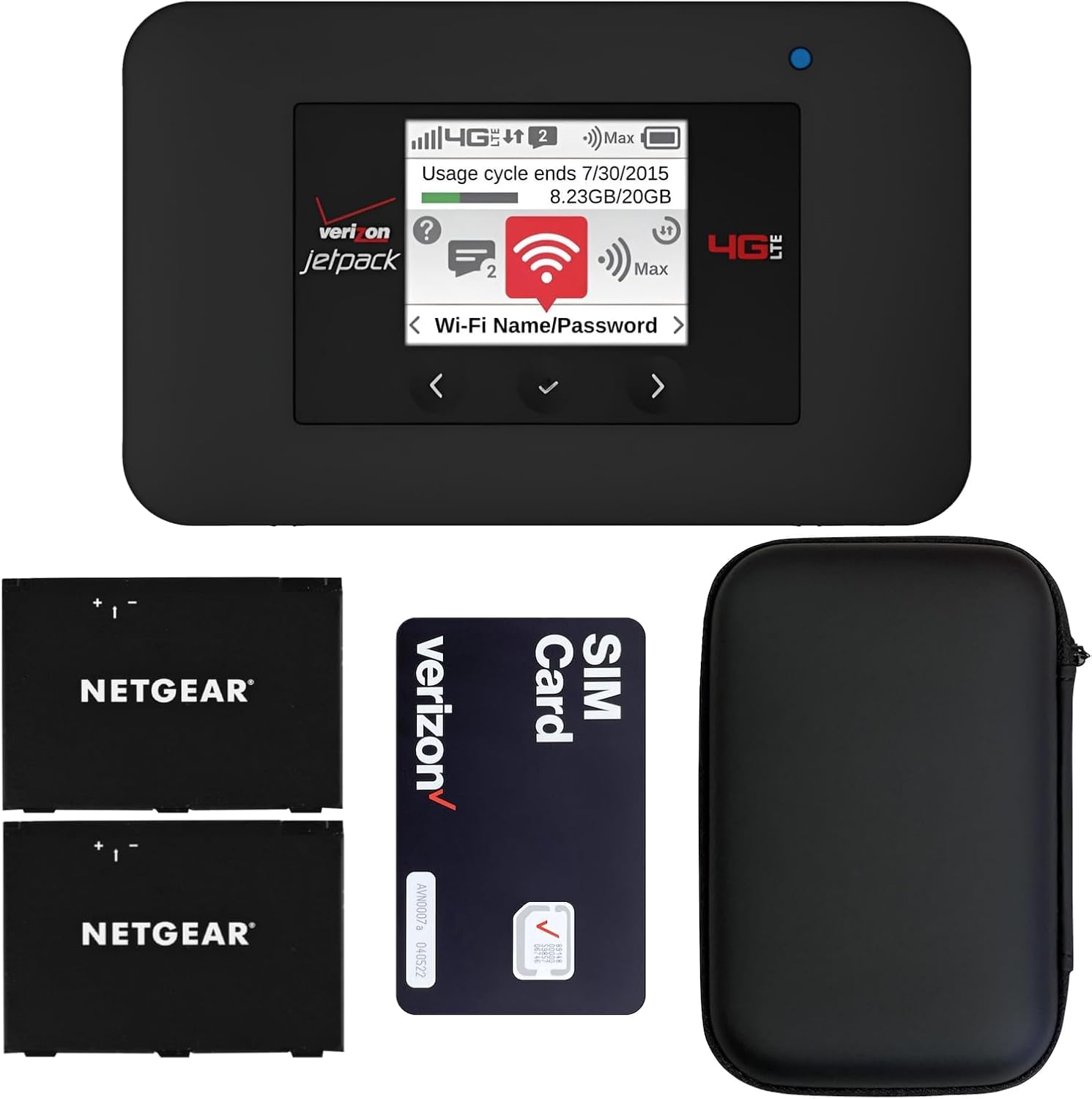 Verizon Wireless Jetpack Netgear AC791L | Mobile Hotspot for Travel | 4G Mobile Portable WiFi | Unlocked Globally | Speed up to 300 Mbps | Battery Usage 20 Hours | EVDO-LINK Bundle (Premium)