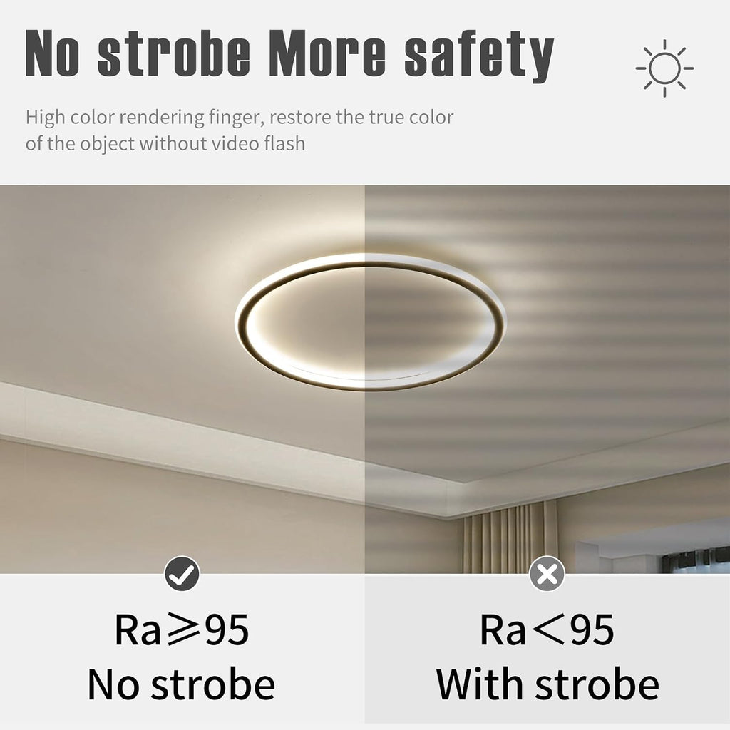 23.6 Inch Flush Mount Ceiling Light, 40-60W Round LED Ceiling Light Fixtures, Thin Modern Ceiling Lamp, Close to Ceiling Lights for Bedroom, Kitchen, Living Room, 3 Color Temperature Selectable
