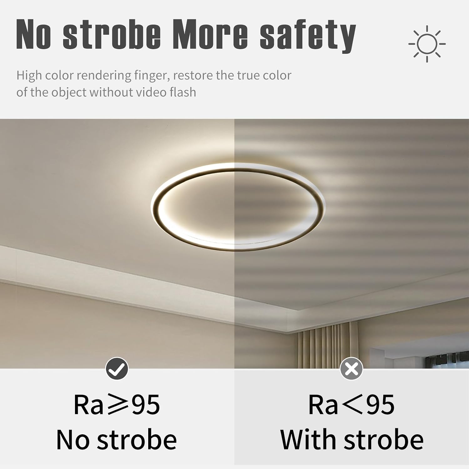 23.6 Inch Flush Mount Ceiling Light, 40-60W Round LED Ceiling Light Fixtures, Thin Modern Ceiling Lamp, Close to Ceiling Lights for Bedroom, Kitchen, Living Room, 3 Color Temperature Selectable
