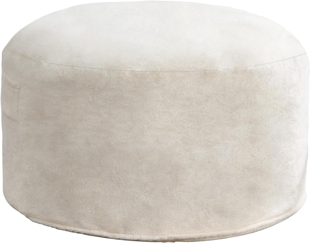 Hobestluk 5ft Bean Bag Chairs for Adults Large Beanbag Chair with Plush Faux Fur Cover Big Bean Bag Chair for Living Room Bedroom Dorm Office - White (50' x 50' x 24')
