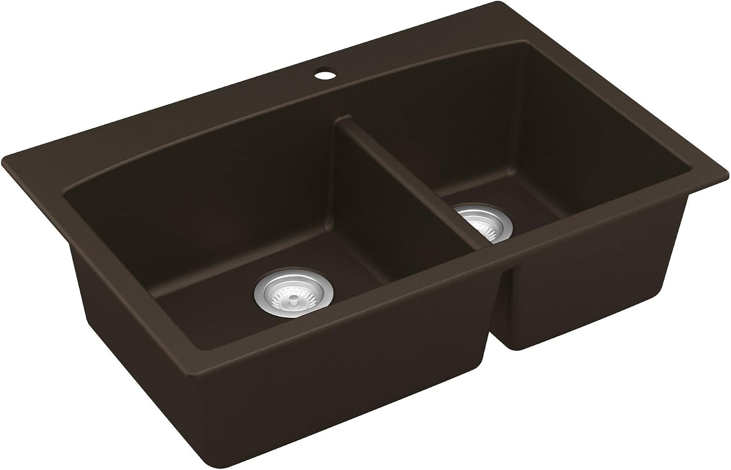 Karran QT-711 Drop-In Quartz Composite 33 in. 1-Hole 60/40 Double Bowl Kitchen Sink in Brown