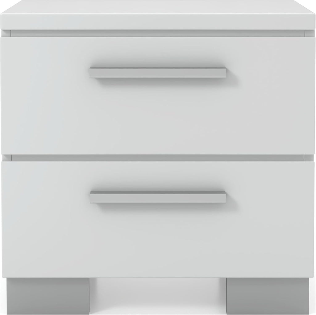 Furniture of America FOA Rayland 2pc Glossy White Wood Bedroom Set - Full + Nightstand