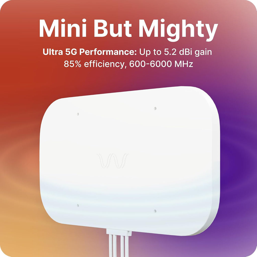 Waveform QuadMini Antenna 4x4 MIMO External Antenna, Omnidirectional Antenna for 4G/5G Routers & Gateways with 40' Total Cable - 2X 10' + 1x 20' UltraFlex-Quad Cables: Low-Loss Quad-195 Extension
