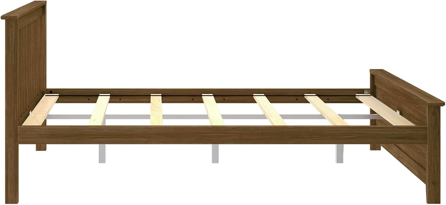 Plank+Beam Solid Wood Queen Bed Frame, Platform Bed with Headboard, Walnut