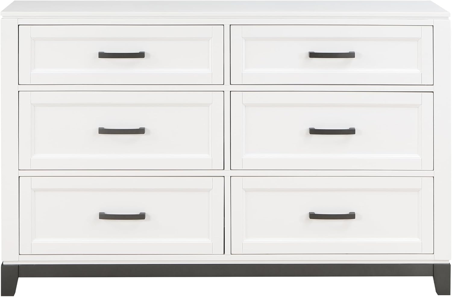 White Finish Bedroom Furniture Set Full Size 6pcs Platform Bed with Drawers Transitional Style