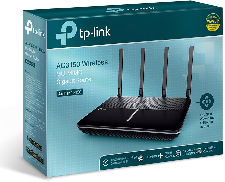 TP-Link AC3150 Wireless MU-MIMO Gigabit Router, Archer C3150,black