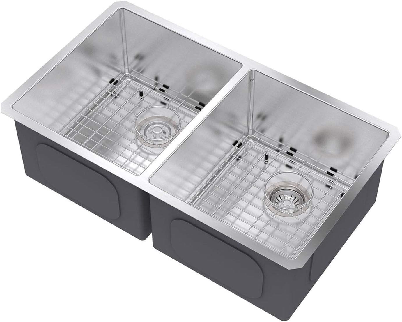 KRAUS Standart Pro 33 -inch Undermount 50/50 Double Bowl 16 Gauge Stainless Steel Kitchen Sink, KHU102-33