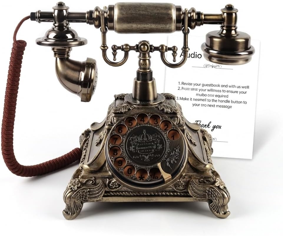 Audio Guest Book Wedding Phone, Audio Guestbook After the Tone,Recording Voicemail for Wedding, Parties, Guaduations, Banquets, Rotary Design (Antique Brown)
