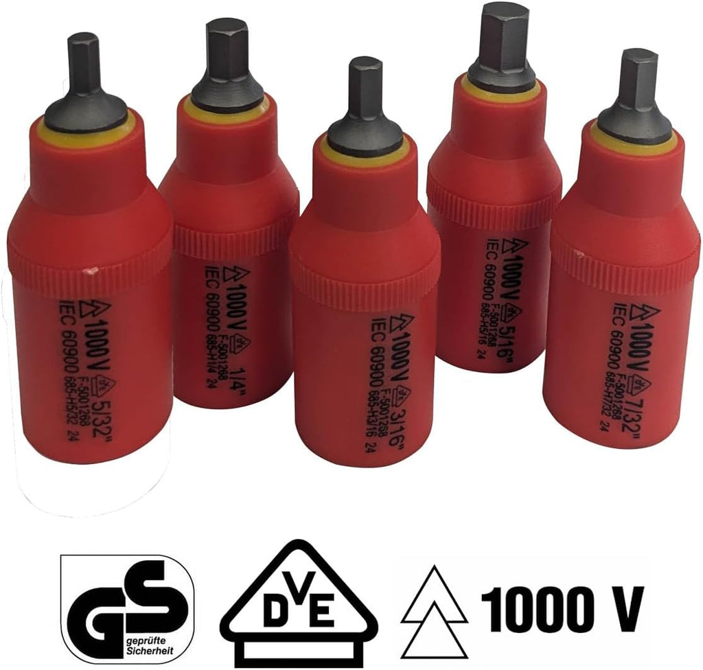 Rhino Tools 1000V Insulated SAE Socket Set | 20 Piece 3/8' Drive | 5 Hex Bits