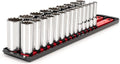 TEKTON 1/2 Inch Drive Deep 12-Point Socket Set with Rails and Tray, 23-Piece (10-32 mm) | SHD92121