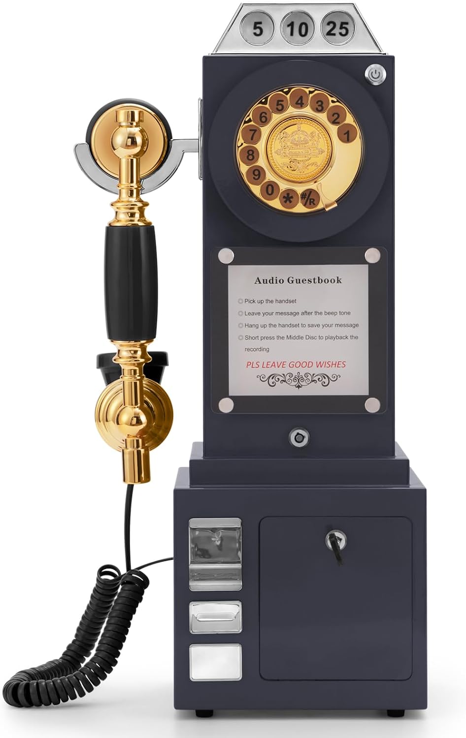 UKBW Audio Guest Book Wedding Phone, Audio Phone guestbook, Audio guestbook,Record Guest Voice Messages, Preserve Your Special Occasions for Party Wedding Birthday Graduation Baby Shower(Black)