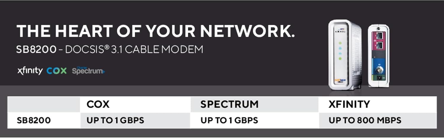 ARRIS Surfboard SB8200 DOCSIS 3.1 Cable Modem, Approved for Comcast Xfinity, Cox & Linksys LGS105: 5-Port Business Desktop Gigabit Ethernet Unmanaged Switch, Computer Network, Wired