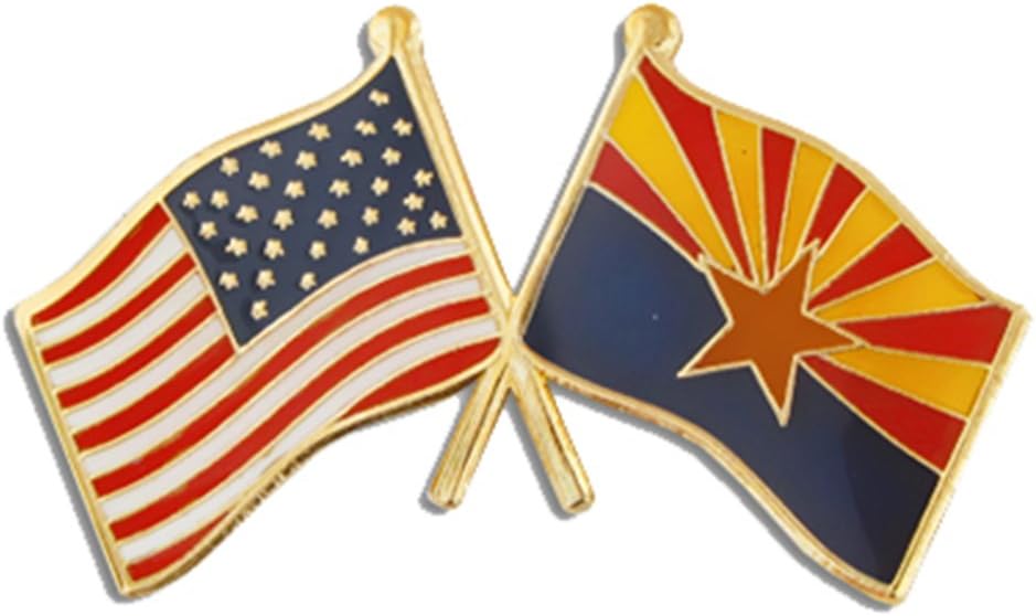 PinMart USA Crossed Friendship American Flag Pin – Gold-Colored Plated Enamel – Clutch Back – Ideal for Events, Awards, Gifts – Durable, Individually Bagged