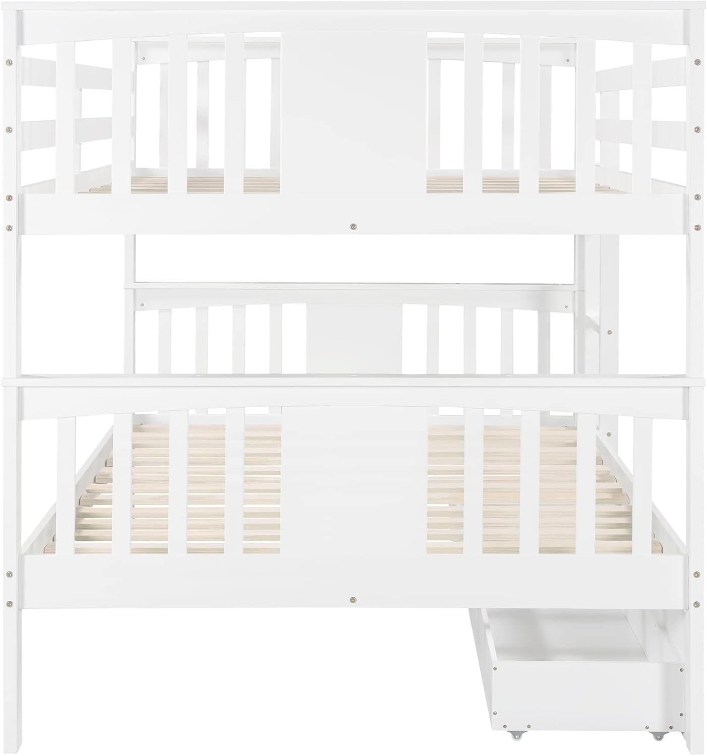 GOWE Full Over Full Bunk Bed with Drawers and Ladder for Bedroom, Guest Room Furniture-White(Old SKU :LT000205AAK)