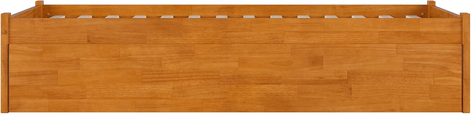 AFI Concord Twin Solid Wood Platform Bed with Footboard & Twin Trundle in Light Toffee